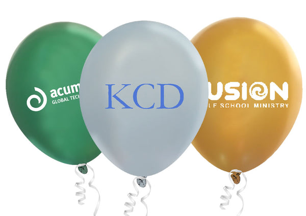 Custom Printed E-Z Safety Seal™ Valved Latex Balloons | Metallic Colors | 1 Color Ink | 1000 pc