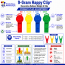 9-gram Happy Clip™ - Primary-Plus Assortment Balloon Weight Clip - 100 pcs per bag x 20 bags per case