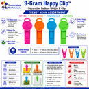9-gram Happy Clip™ - Neon Assortment Balloon Weight Clip - 100 pcs per bag x 20 bags per case