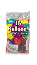 15-ct Retail-Ready Bags - 9" Crystal Black Latex Balloons by Gayla - 15-pcs/bag x 144 bags/case - 🇺🇸 Made in the U.S.A.