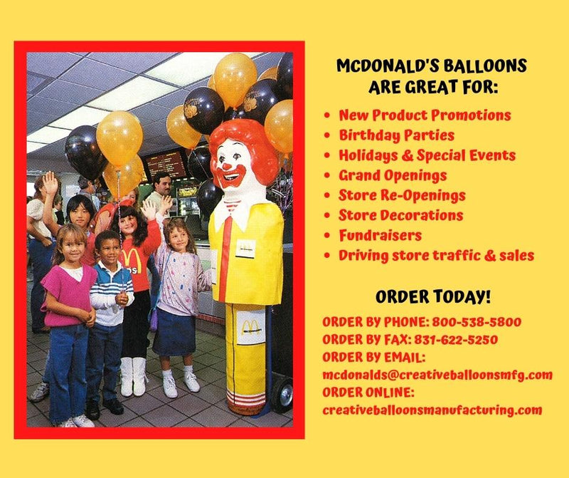 McDonald's E-Z Safety Seal™ Ribbon Valved Helium Balloon Kit (500 pcs/case) - Classic Assortment (Arch Collection)
